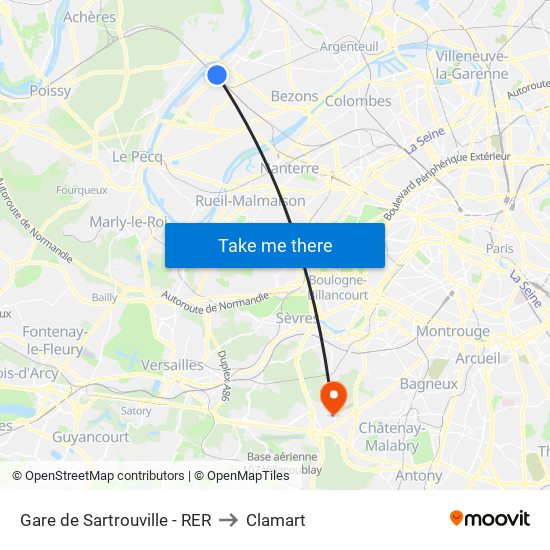 Gare de Sartrouville - RER to Clamart map