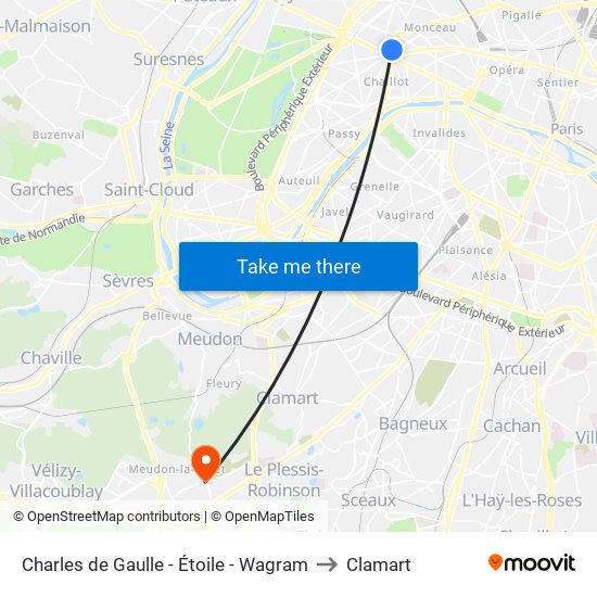 Charles de Gaulle - Étoile - Wagram to Clamart map