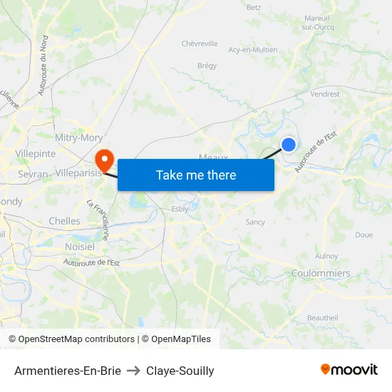 Armentieres-En-Brie to Claye-Souilly map