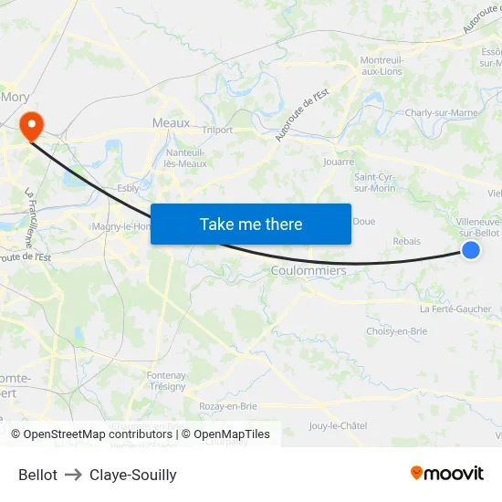 Bellot to Claye-Souilly map
