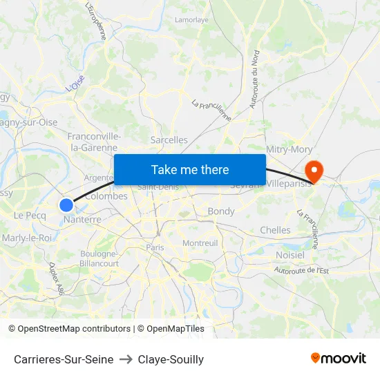 Carrieres-Sur-Seine to Claye-Souilly map
