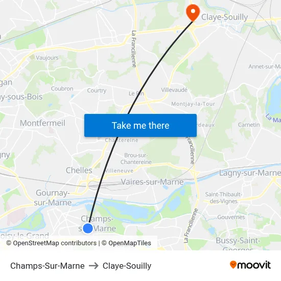 Champs-Sur-Marne to Claye-Souilly map