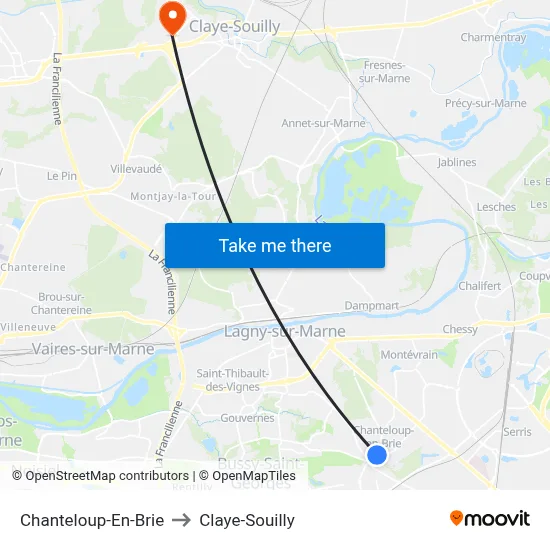 Chanteloup-En-Brie to Claye-Souilly map