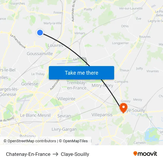 Chatenay-En-France to Claye-Souilly map