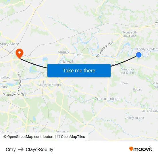 Citry to Claye-Souilly map