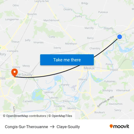 Congis-Sur-Therouanne to Claye-Souilly map