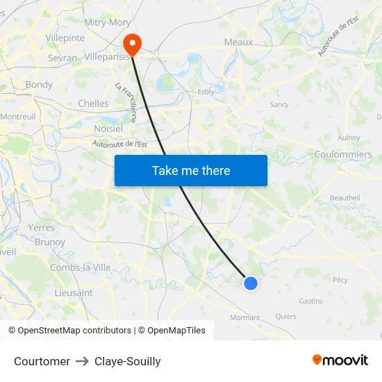 Courtomer to Claye-Souilly map