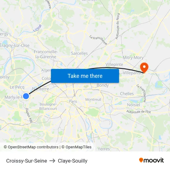 Croissy-Sur-Seine to Claye-Souilly map