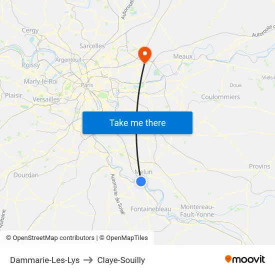 Dammarie-Les-Lys to Claye-Souilly map