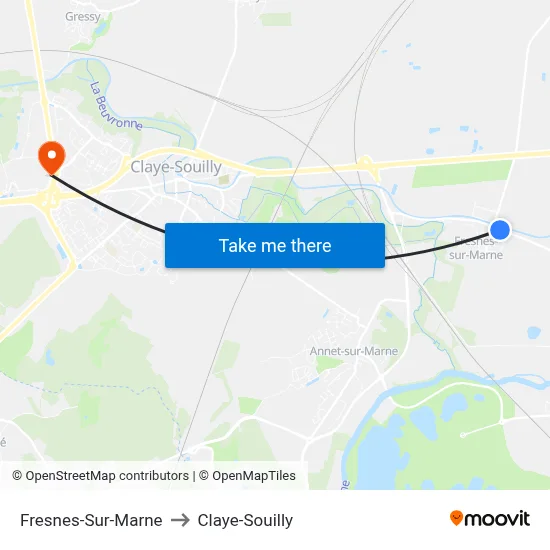 Fresnes-Sur-Marne to Claye-Souilly map
