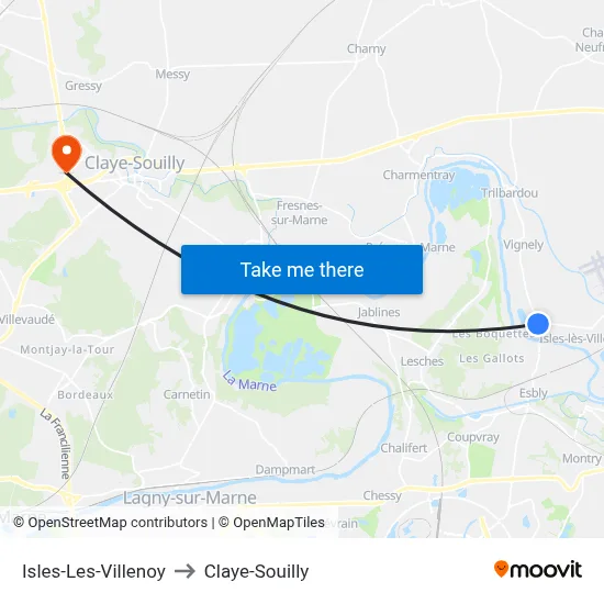 Isles-Les-Villenoy to Claye-Souilly map