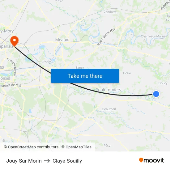 Jouy-Sur-Morin to Claye-Souilly map