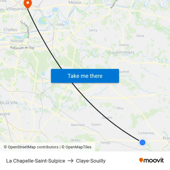 La Chapelle-Saint-Sulpice to Claye-Souilly map