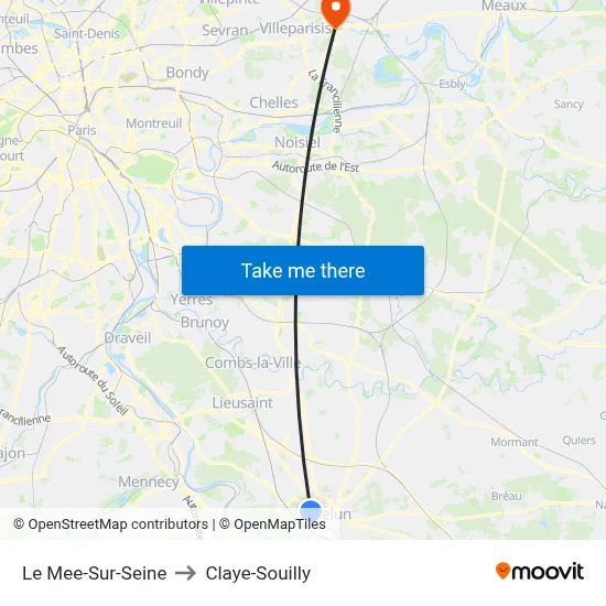 Le Mee-Sur-Seine to Claye-Souilly map