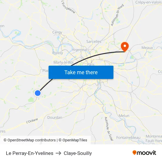 Le Perray-En-Yvelines to Claye-Souilly map