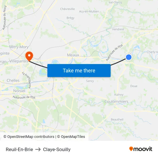 Reuil-En-Brie to Claye-Souilly map