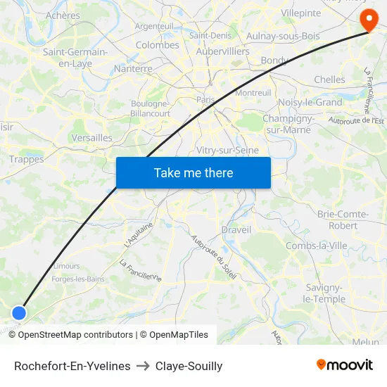 Rochefort-En-Yvelines to Claye-Souilly map