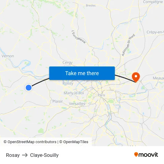 Rosay to Claye-Souilly map