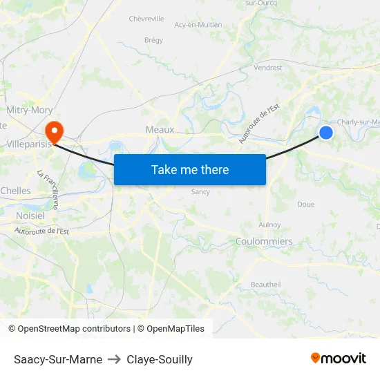 Saacy-Sur-Marne to Claye-Souilly map