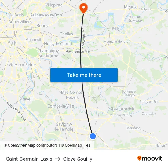 Saint-Germain-Laxis to Claye-Souilly map