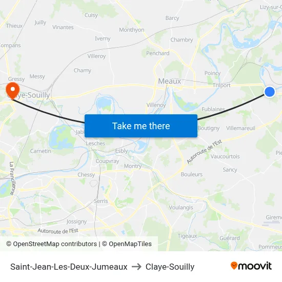 Saint-Jean-Les-Deux-Jumeaux to Claye-Souilly map