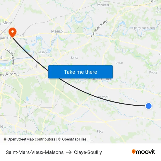 Saint-Mars-Vieux-Maisons to Claye-Souilly map