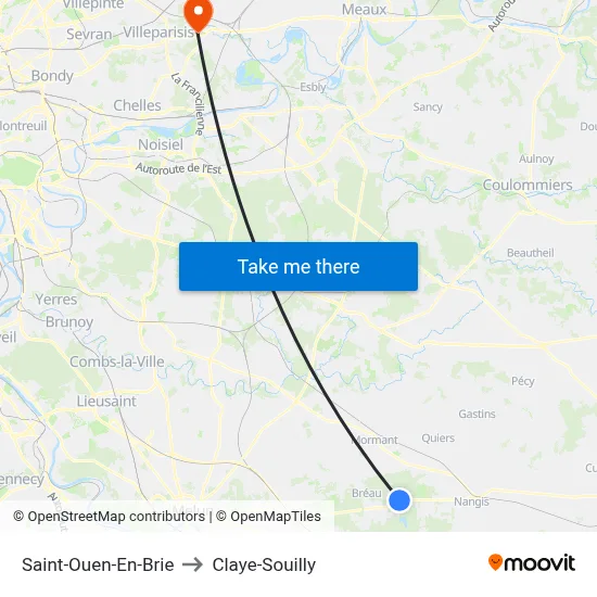 Saint-Ouen-En-Brie to Claye-Souilly map