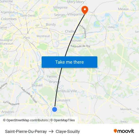 Saint-Pierre-Du-Perray to Claye-Souilly map