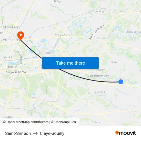 Saint-Simeon to Claye-Souilly map