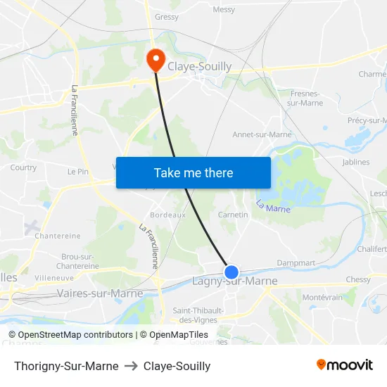 Thorigny-Sur-Marne to Claye-Souilly map