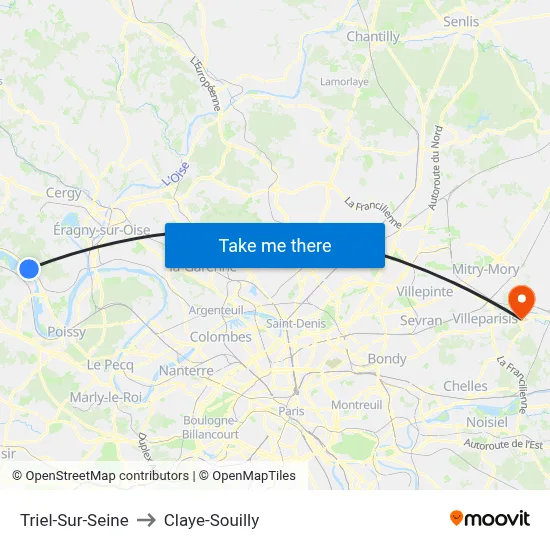 Triel-Sur-Seine to Claye-Souilly map