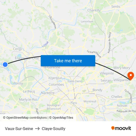 Vaux-Sur-Seine to Claye-Souilly map