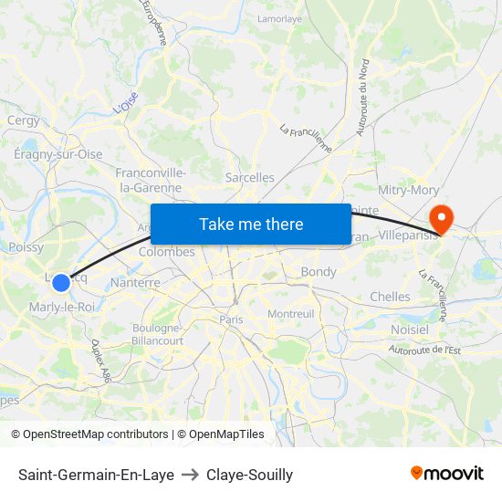 Saint-Germain-En-Laye to Claye-Souilly map