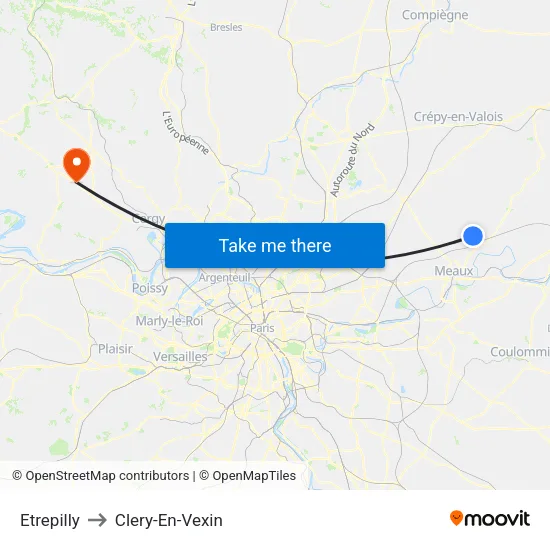 Etrepilly to Clery-En-Vexin map