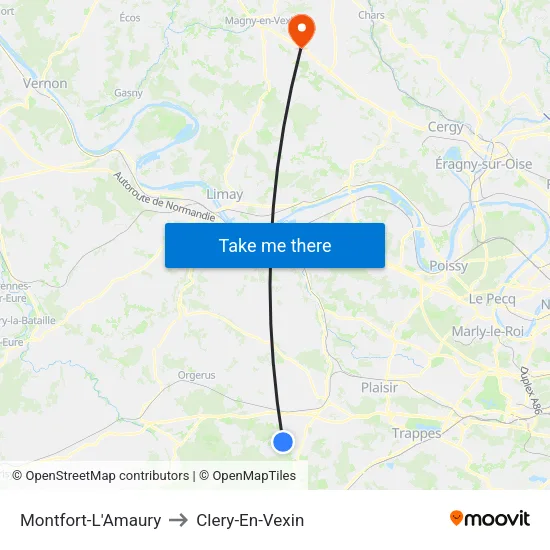 Montfort-L'Amaury to Clery-En-Vexin map