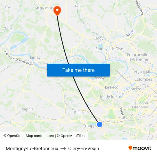 Montigny-Le-Bretonneux to Clery-En-Vexin map
