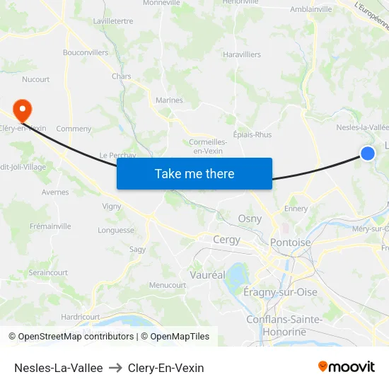 Nesles-La-Vallee to Clery-En-Vexin map