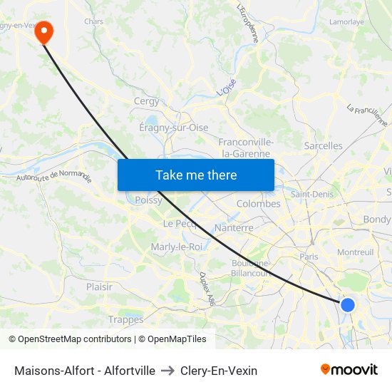 Maisons-Alfort - Alfortville to Clery-En-Vexin map