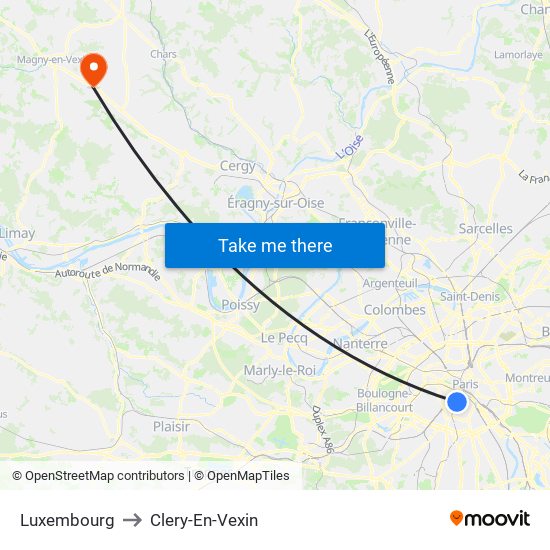 Luxembourg to Clery-En-Vexin map