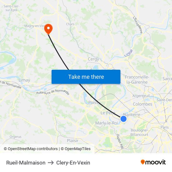 Rueil-Malmaison to Clery-En-Vexin map