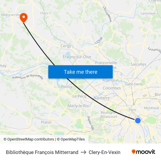 Bibliothèque François Mitterrand to Clery-En-Vexin map