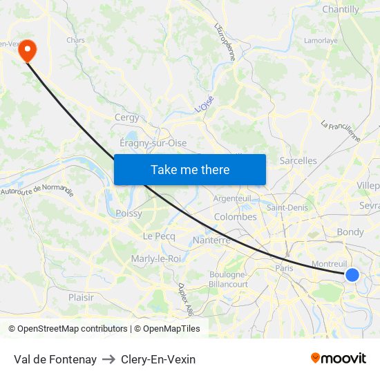Val de Fontenay to Clery-En-Vexin map
