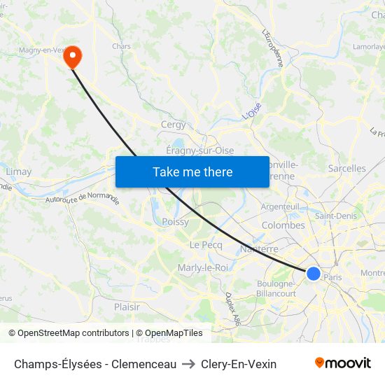 Champs-Élysées - Clemenceau to Clery-En-Vexin map