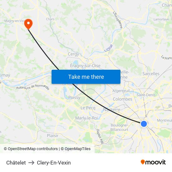 Châtelet to Clery-En-Vexin map