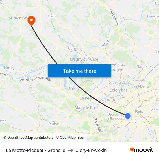 La Motte-Picquet - Grenelle to Clery-En-Vexin map