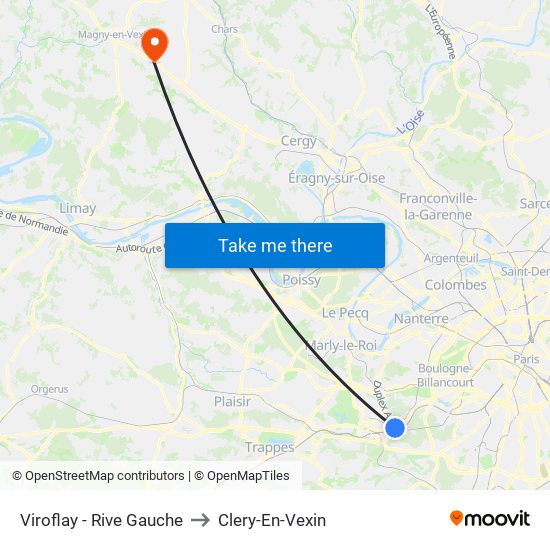 Viroflay - Rive Gauche to Clery-En-Vexin map