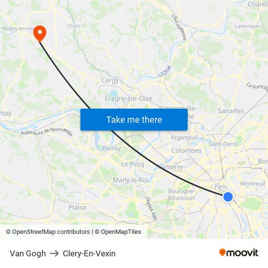 Van Gogh to Clery-En-Vexin map