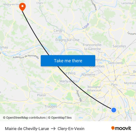 Mairie de Chevilly-Larue to Clery-En-Vexin map