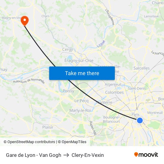 Gare de Lyon - Van Gogh to Clery-En-Vexin map