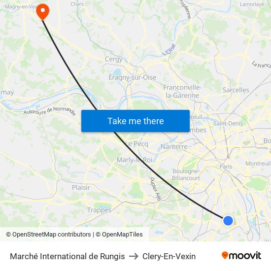 Marché International de Rungis to Clery-En-Vexin map